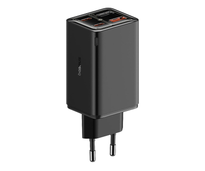 BASEUS sieciowa GaN6 Pro Fast Charger 2C+2U 65W Cluster Black + Kabel Type-C do Type-C 100W(20V/5A) 1m Black